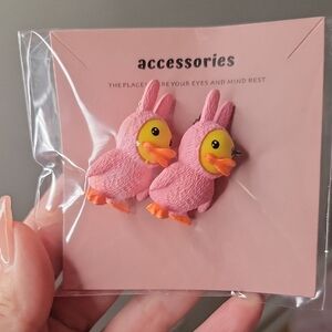 Adorable Pink Duckling Earrings
